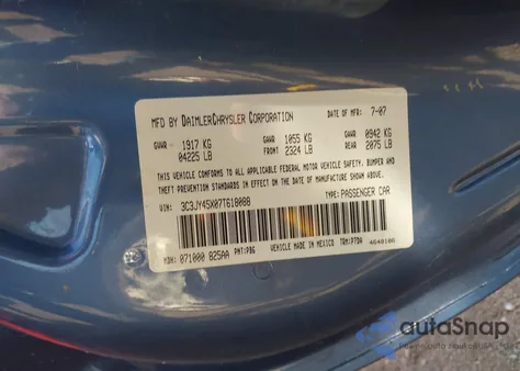 2007 Chrysler Pt Cruiser z USA, uszkodzony, nr VIN 3C3JY45X07T618088